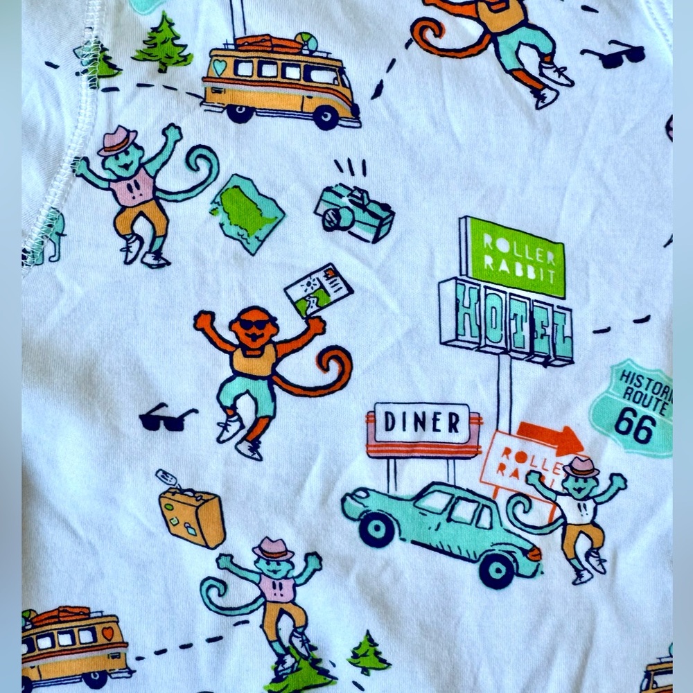 Roller Rabbit On The Road Pajama Set M Long Sleeve Pants EUC Preppy Lounge comfy - Picture 4 of 11